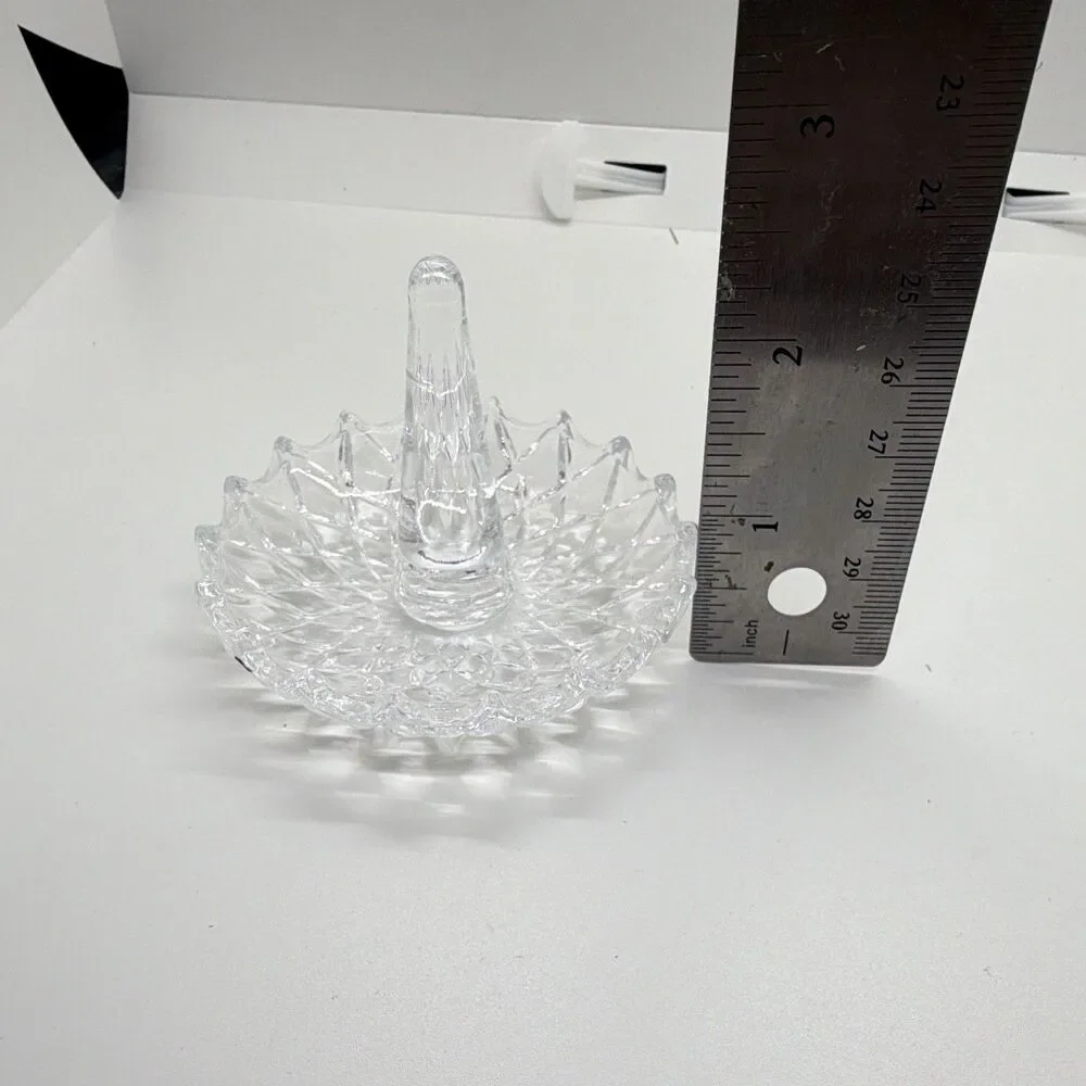 Clear Glass Ring Holder Jewelry Organizer Dish, Round 3 in
